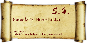 Spevák Henrietta névjegykártya